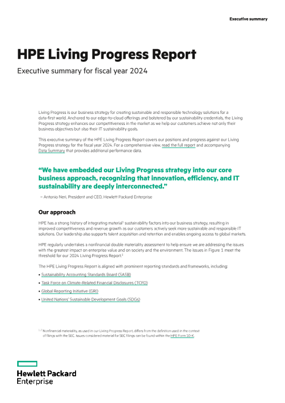 HPE Living Progress Report – Executive summary for fiscal year 2024 thumbnail