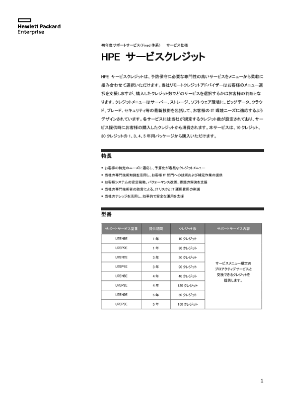 [ITサービス] - HPE サービスクレジット thumbnail