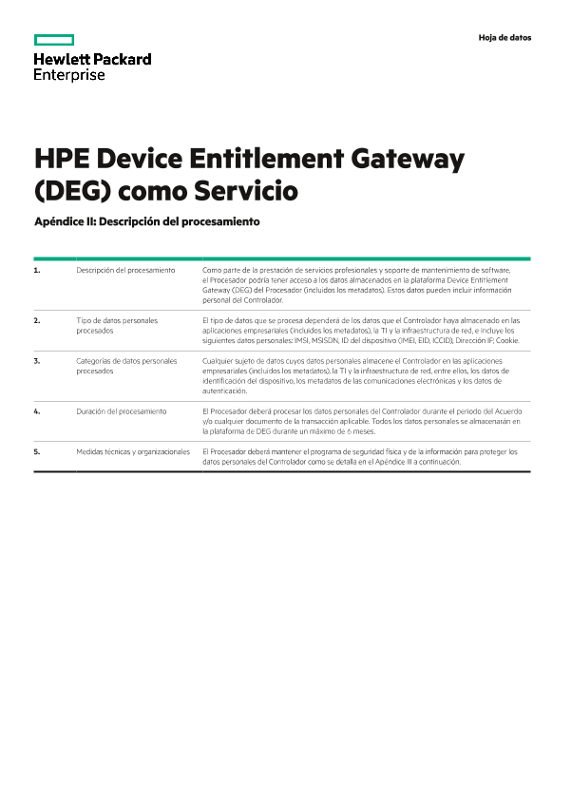 Hoja de datos legal del apéndice del Acuerdo de seguridad y privacidad de los datos de HPE thumbnail
