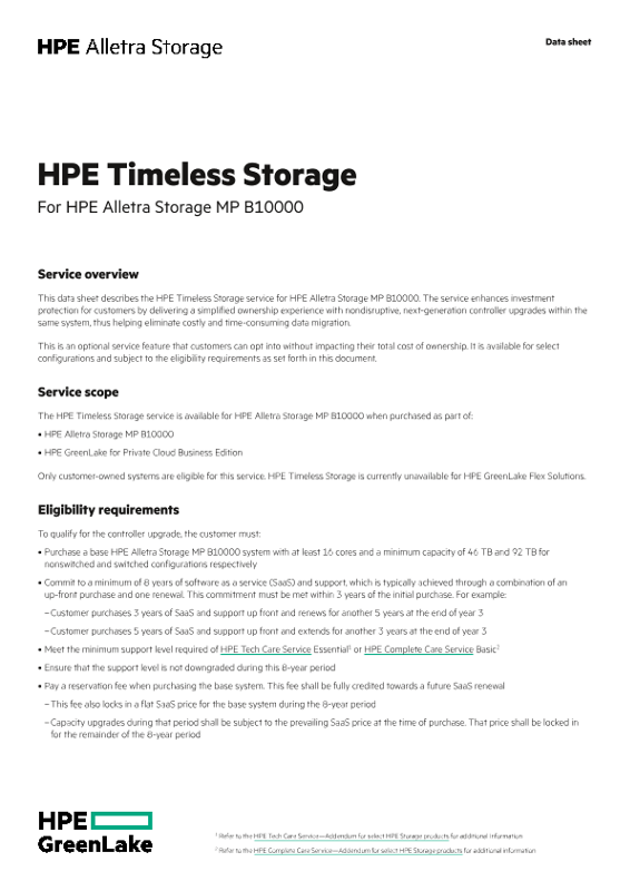 HPE Timeless Storage – For HPE Alletra Storage MP B10000 thumbnail