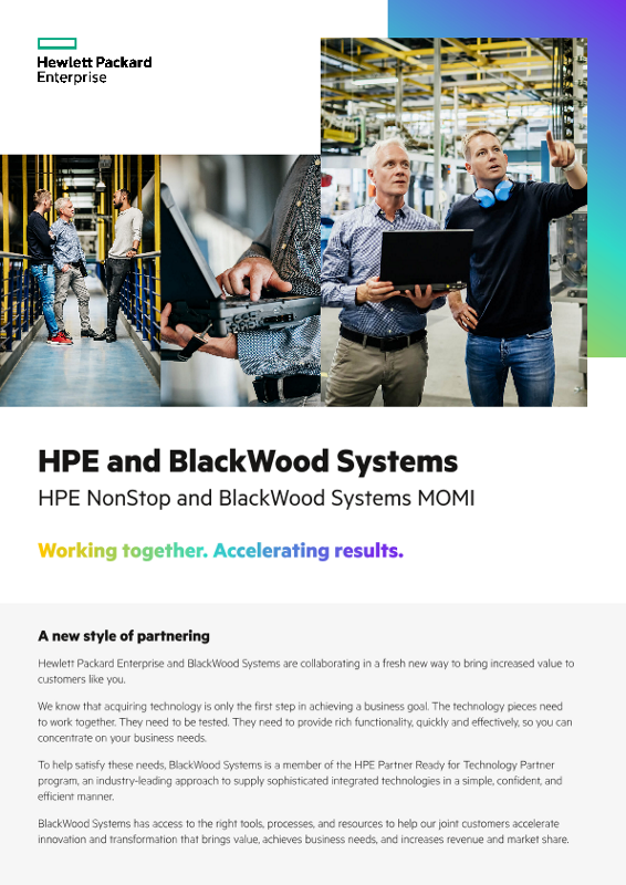 HPE and BlackWood Systems: HPE NonStop and BlackWood Systems MOMI product brochure thumbnail