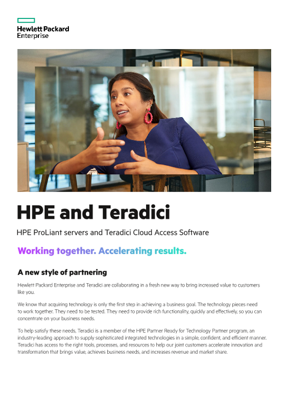 HPE and Teradici: HPE ProLiant servers and Teradici Cloud Access Software product brochure thumbnail