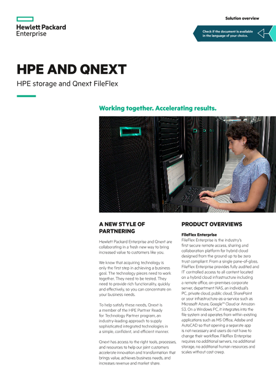 HPE and Qnext – HPE storage and Qnext FileFlex solution overview thumbnail