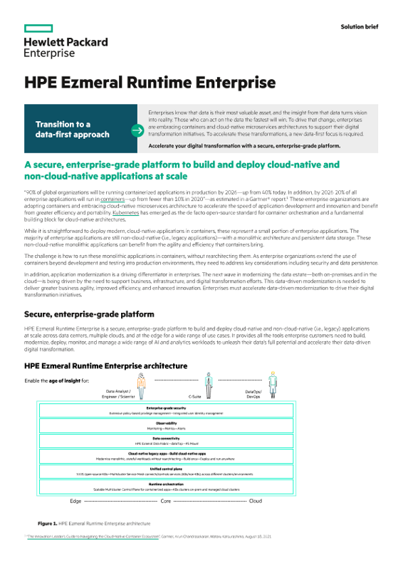 HPE Ezmeral Runtime Enterprise solution brief thumbnail