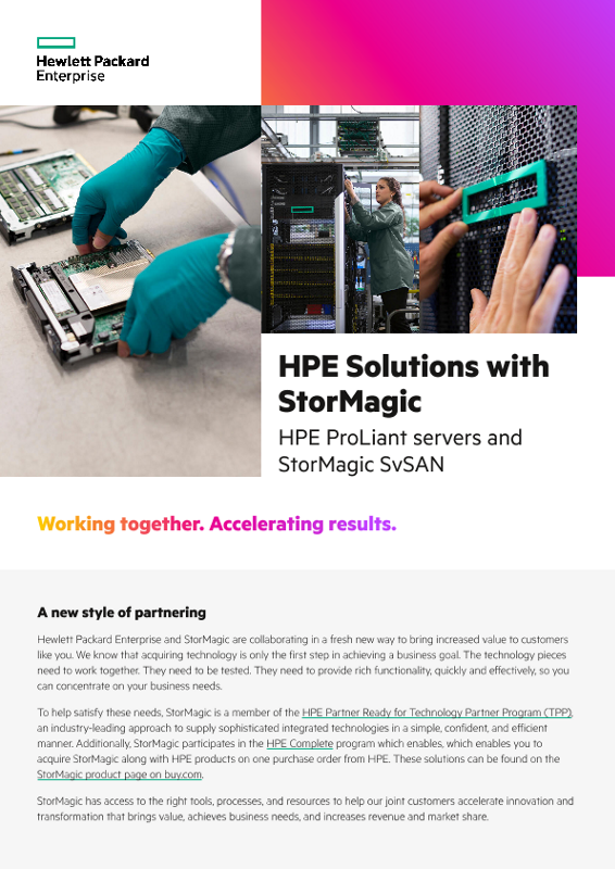 HPE and StorMagic: HPE ProLiant servers and StorMagic SvSAN product brochure thumbnail