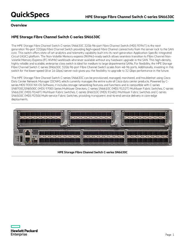 HPE C-series SN6630C Fibre Channel Switch thumbnail