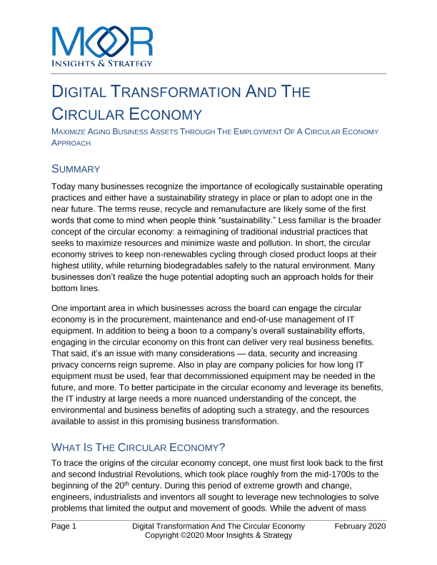 Moor Insights Digital Transformation and the Circular Economy thumbnail