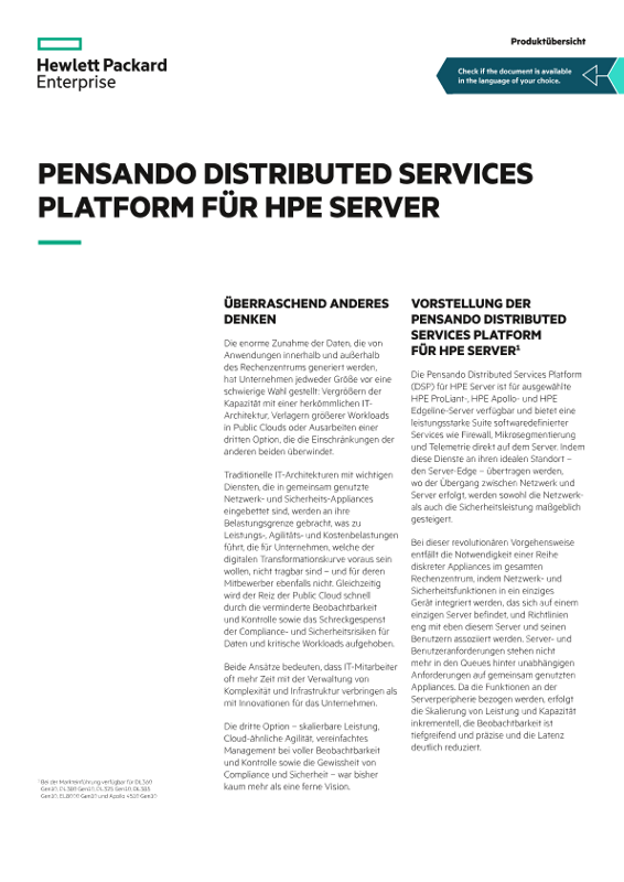 Pensando Distributed Services Platform für HPE Server – Produktübersicht thumbnail
