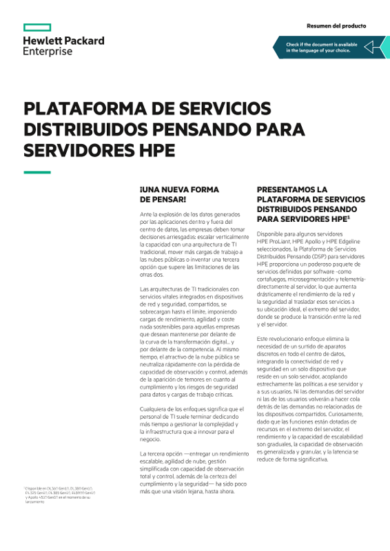 Resumen de producto «Pensando Distributed Services Platform para servidores HPE» thumbnail