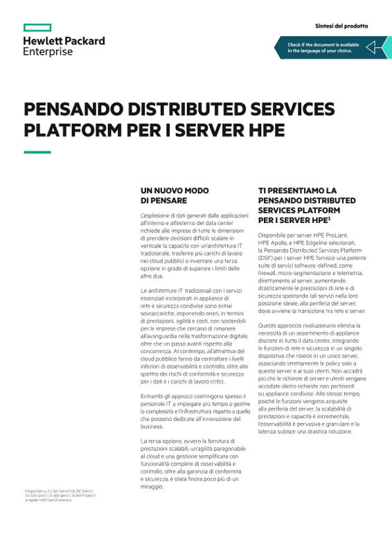 Pensando Distributed Services Platform per i server HPE - Sintesi del prodotto thumbnail