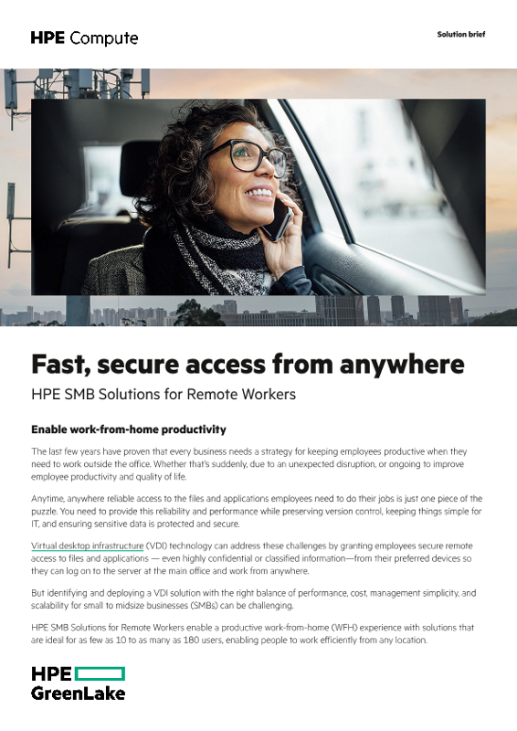 Fast, secure access from anywhere – HPE Solutions for Remote Workers solution brief thumbnail