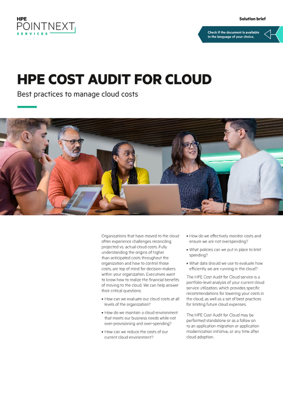 HPE Cost Audit for Cloud solution brief thumbnail