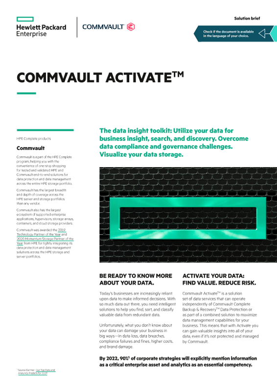 Commvault Activate solution brief thumbnail