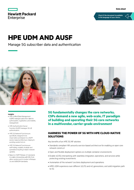 HPE UDM and AUSF – Manage 5G subscriber data and authentication data sheet thumbnail