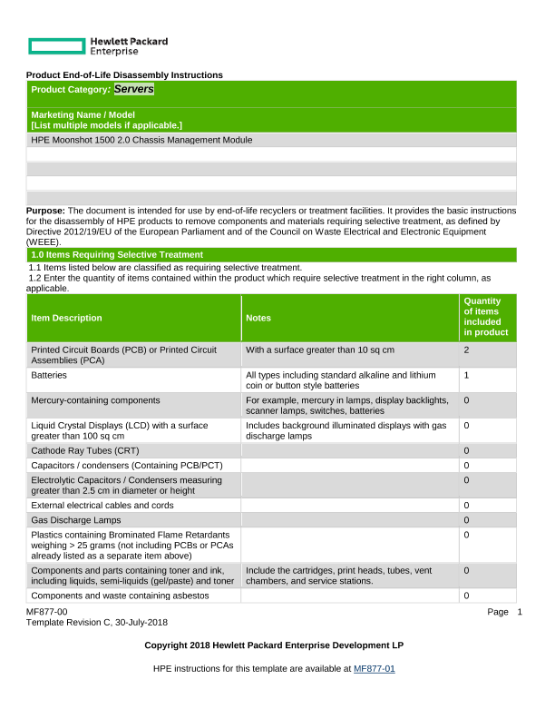 HPE Moonshot 1500 2.0 Chassis Management Module thumbnail