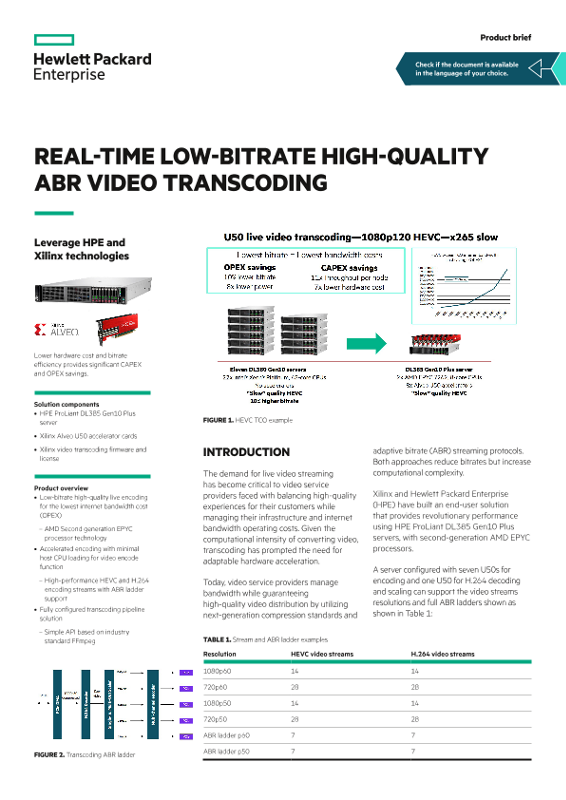 Real-Time Low-Bitrate High-Quality ABR Video Transcoding product brief thumbnail