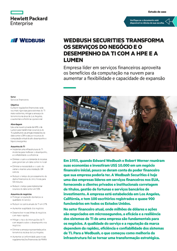 Wedbush securities transforma os serviços do negócio e o desempenho da ti com a HPE e a lumen estudo de caso thumbnail