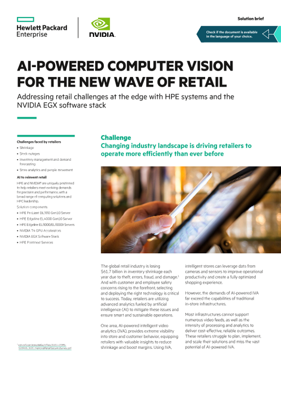 AI-Powered Computer Vision for the New Wave of Retail solution brief thumbnail