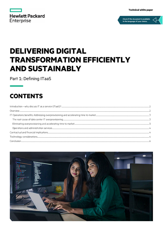 Delivering digital transformation efficiently and sustainably – Part 1: Defining ITaaS technical white paper thumbnail