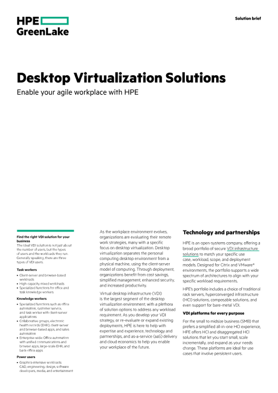 Desktop Virtualization solutions – Enable your agile workplace with HPE solution brief thumbnail