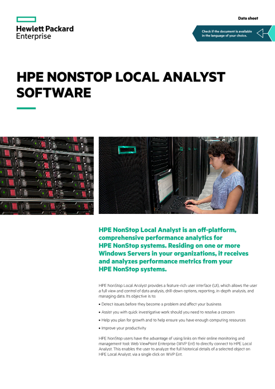 HPE NonStop Local Analyst software data sheet thumbnail