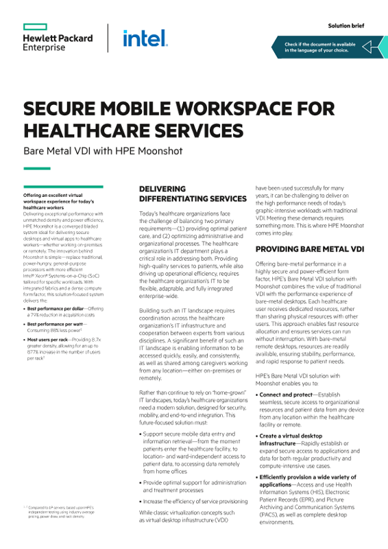 Secure Mobile Workspace for Healthcare Services solution brief thumbnail