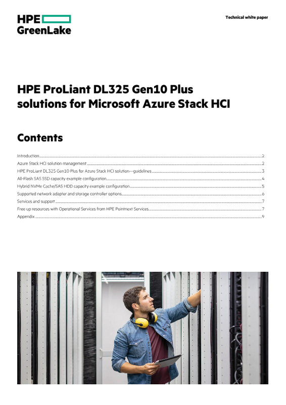 HPE ProLiant DL325 Gen10 Plus Solutions for Microsoft Azure Stack HCI technical white paper thumbnail