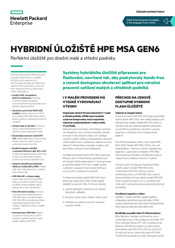 Hybridní úložiště HPE MSA Gen6 – přehled thumbnail