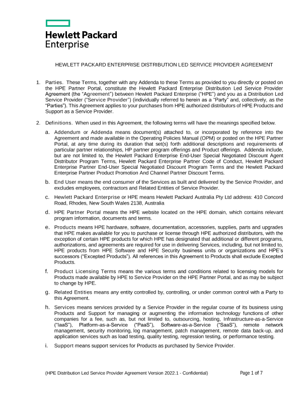 Australia - HPE Distribution Led Service Provider Terms thumbnail