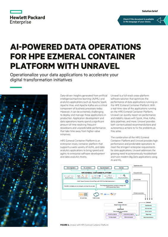 AI-Powered Data Operations for HPE Ezmeral Container Platform with Unravel solution brief thumbnail