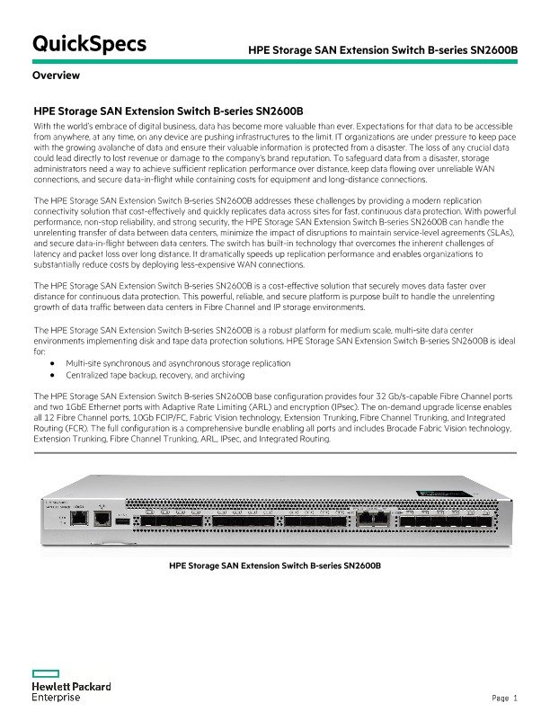 HPE B-series SN2600B SAN Extension Switch thumbnail