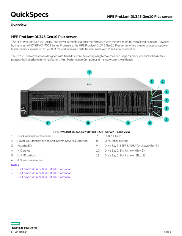 HPE ProLiant DL345 Gen10 Plus server thumbnail