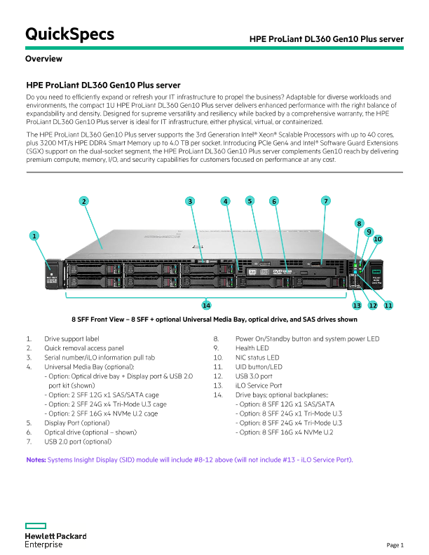HPE ProLiant DL360 Gen10 Plus server thumbnail