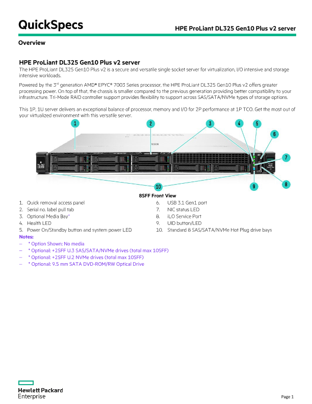 HPE ProLiant DL325 Gen10 Plus v2 server thumbnail