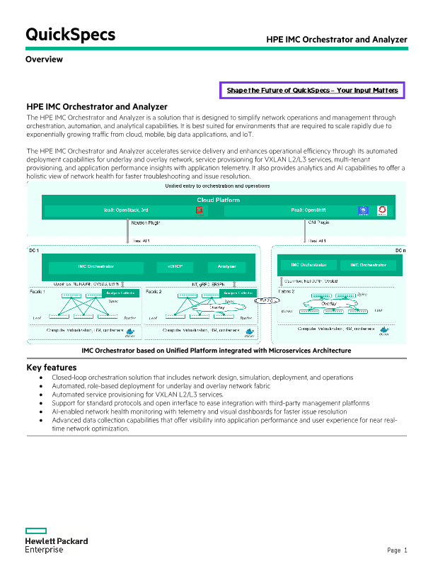 HPE IMC Orchestrator and Analyzer QuickSpecs thumbnail