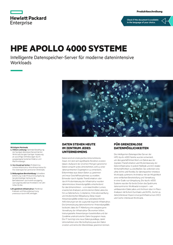 HPE Apollo 4000 Systeme – Intelligente Datenspeicher-Server für moderne datenintensive Workloads – Produktübersicht thumbnail