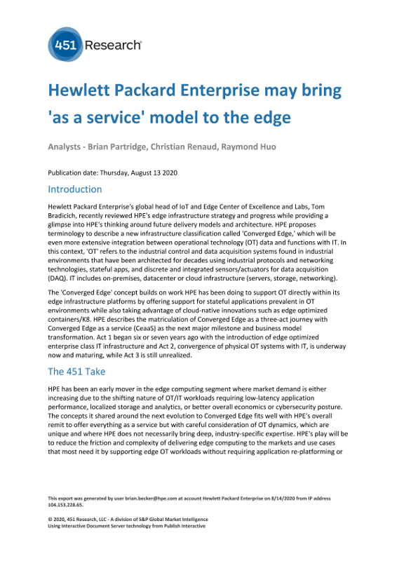 Hewlett Packard Enterprise may bring 'as a service' model to the edge thumbnail