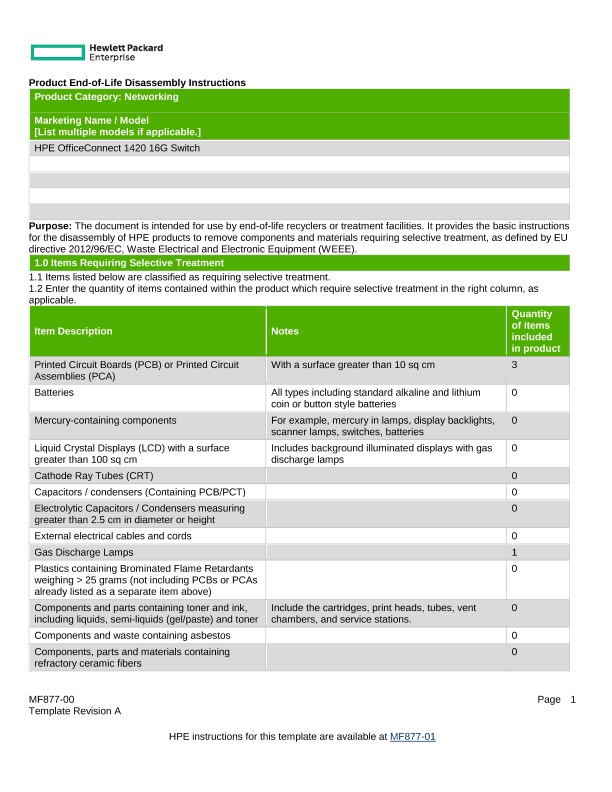 HPE OfficeConnect 1420 16G Switch thumbnail