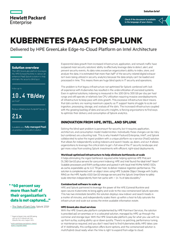 Kubernetes PaaS for Splunk solution brief thumbnail