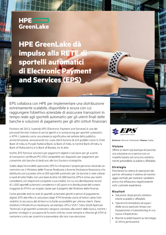 HPE GreenLake dà impulso alla rete di sportelli automatici di EPS (Electronic Payment & Services) thumbnail