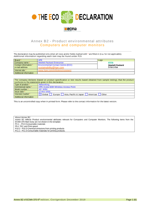 HPE Aruba Networking 503H Wireless Access Point thumbnail