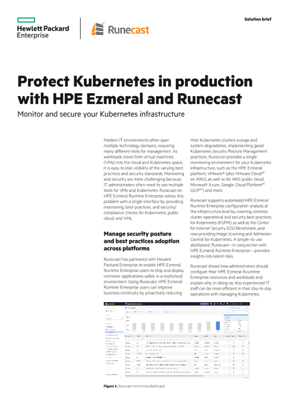 Protect Kubernetes in production with HPE Ezmeral and Runecast thumbnail