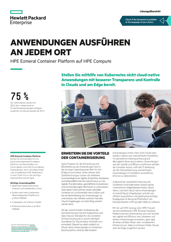 Anwendungen an jedem Ort ausführen – Lösungsübersicht HPE Ezmeral Container Platform und HPE Compute thumbnail