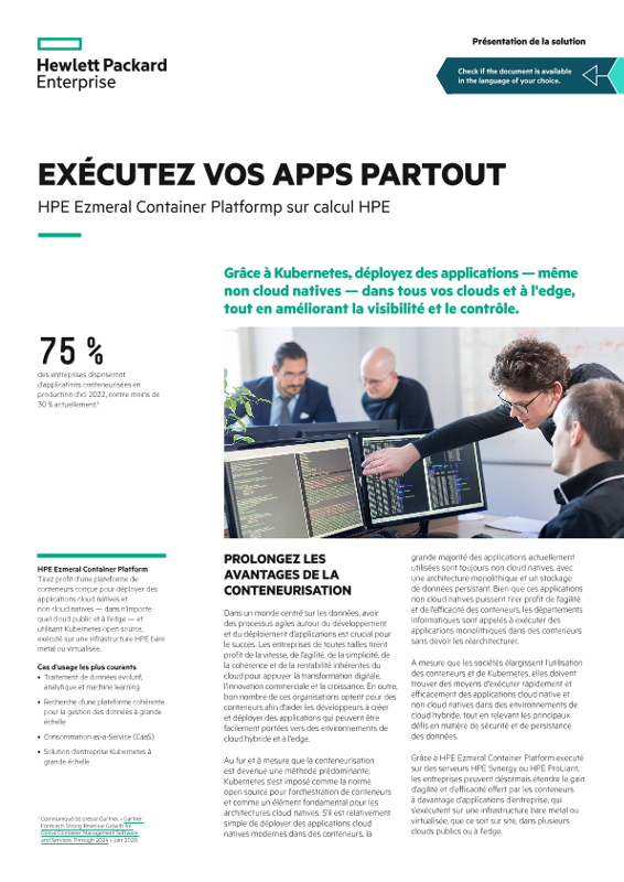 Exécutez vos apps partout – HPE Ezmeral Container Platform sur calcul HPE : présentation de la solution thumbnail