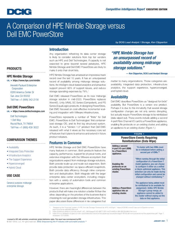 DCIG - HPE Nimble Storage vs. Dell EMC PowerStore thumbnail