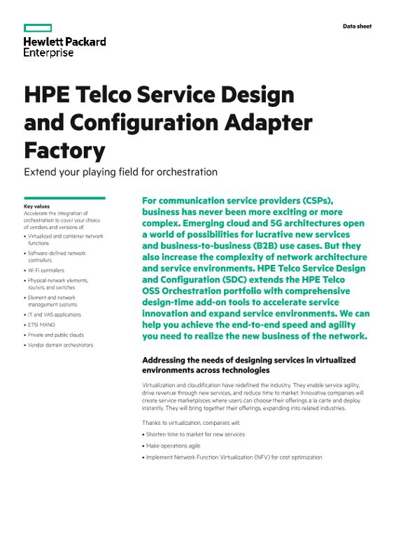 HPE Telco Service Design and Configuration Adapter Factory thumbnail