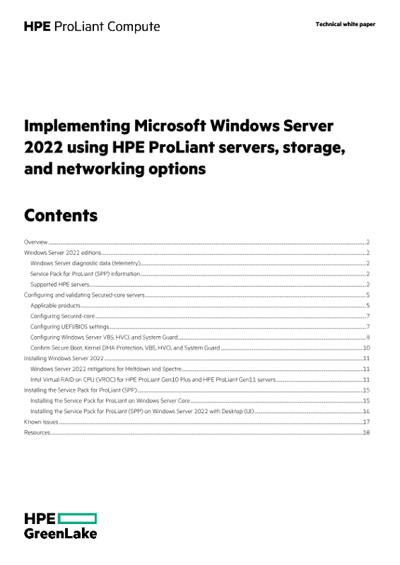 Implementing Microsoft Windows Server 2022 using HPE ProLiant servers, storage, and networking options thumbnail