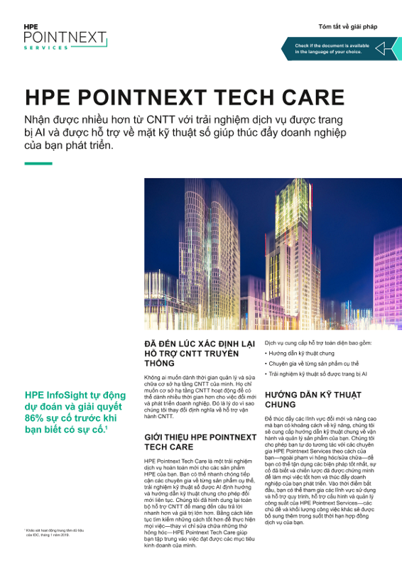 Tóm tắt về giải pháp HPE Pointnext Tech Care thumbnail