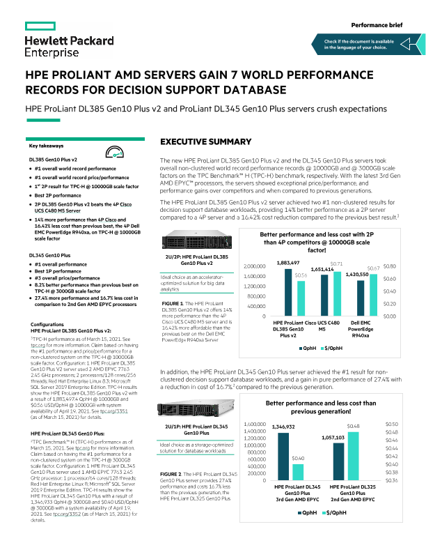New HPE ProLiant AMD Servers Gain 7 World Performance Records for Decision Support Database Workloads thumbnail