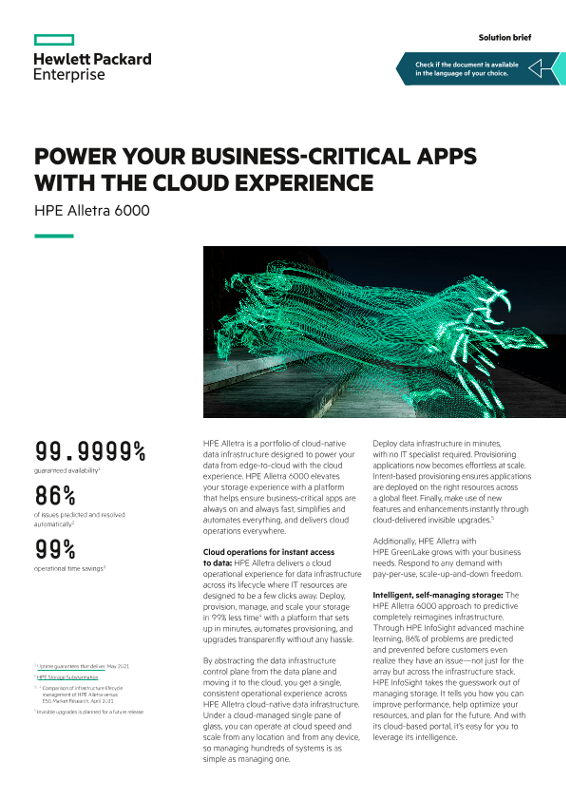 HPE Alletra 6000 – Power your business-critical apps with the cloud experience thumbnail